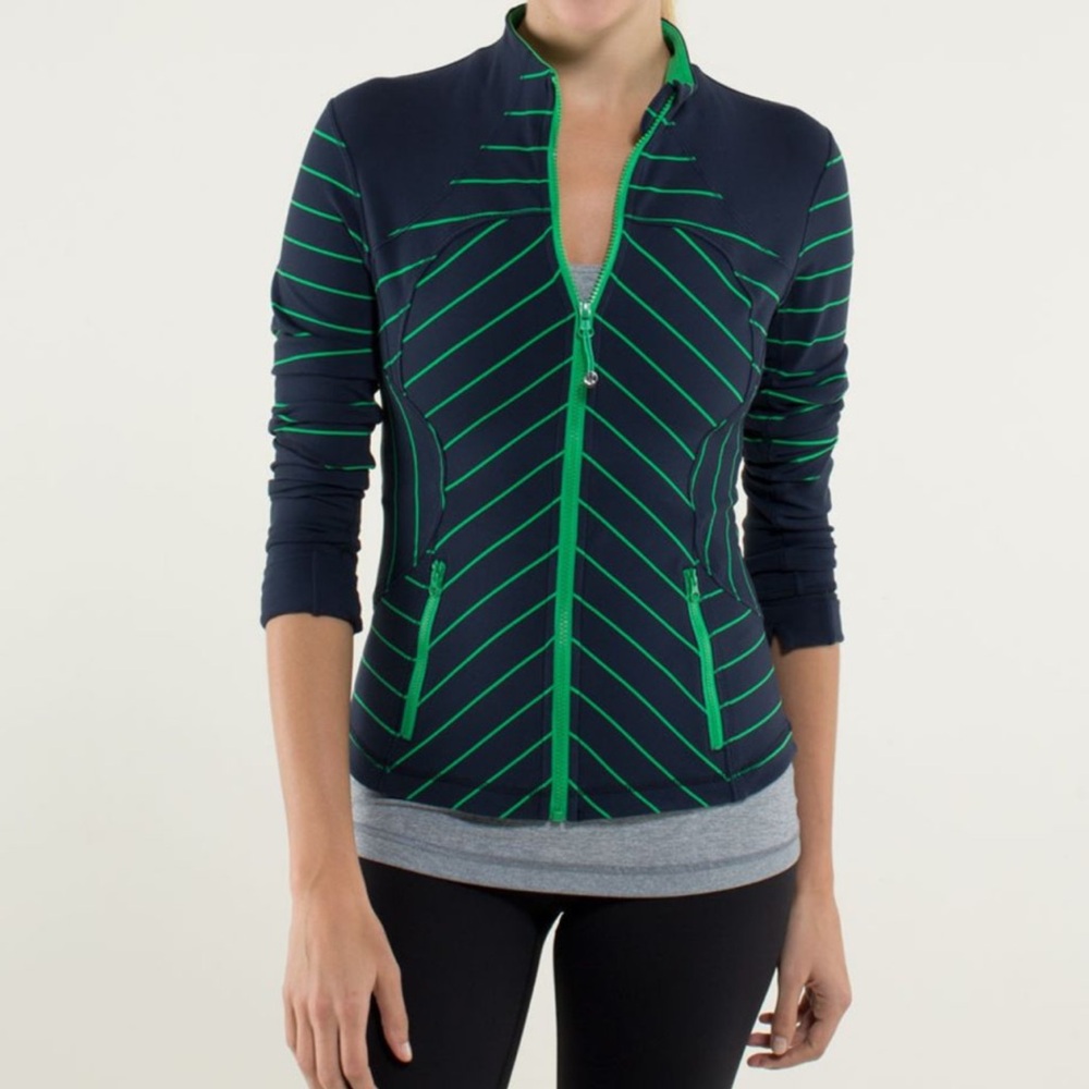 Lululemon Athletica Navy and Green Chevron Jacket